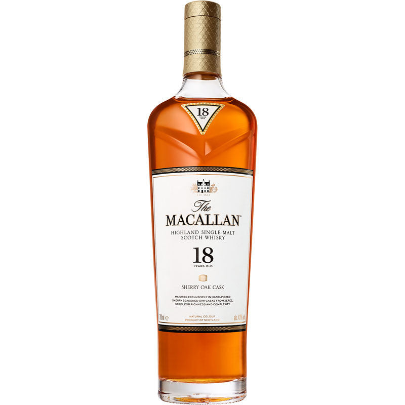 Macallan 18 Year Sherry Oak Cask Highland Single Malt Scotch Whisky 750mL - Crown Wine and Spirits