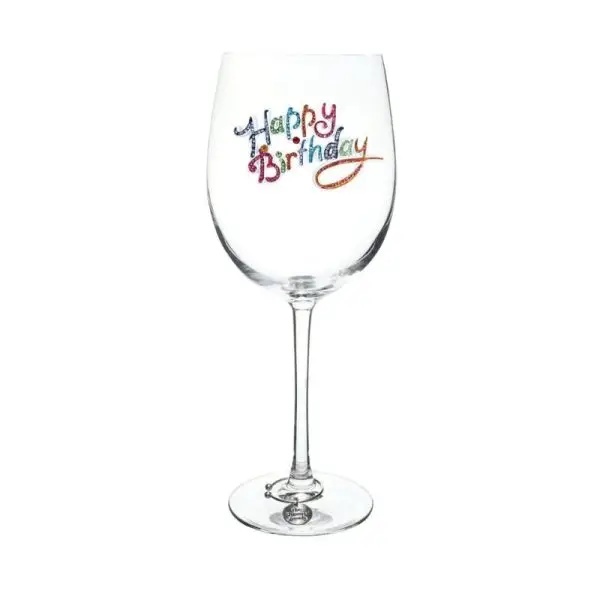 QUEENS JEWELS Wine Glass Happy Birthday