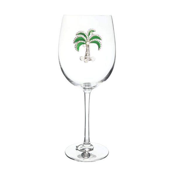 QUEENS JEWELS Wine Glass Palm Tree